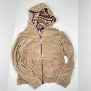 Y2K Everlast Velour Track Jacket in Brown Satin Women's Size‎ Medium